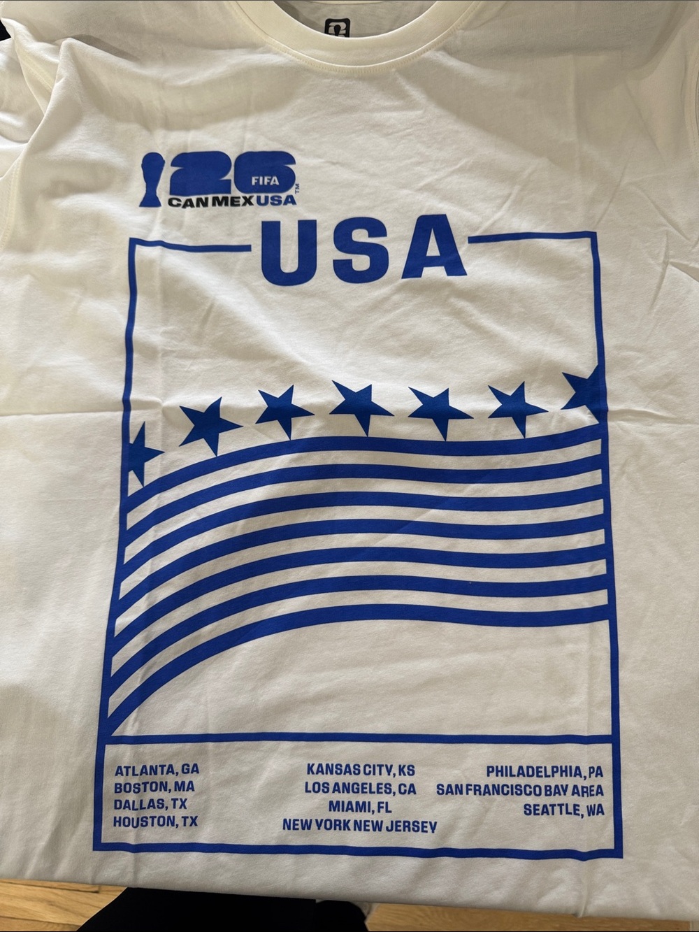 White USA Graphic Short-Sleeve Tee with Blue Print - Picture 4 of 5